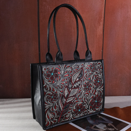 Montana West Embroidered Floral Cut-out Collection Concealed Carry Tote